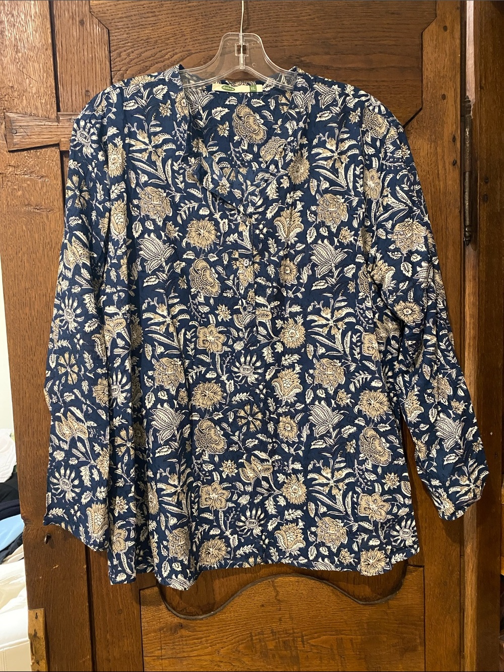 Dolma Women's Navy Floral Tunic Top - Classic Printed V-Neck